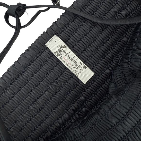 FREE PEOPLE Intimately Right On Smocked Crisscross Straps Cami Sz XS Black - Picture 3 of 5